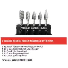   Abraboro keményfém turbómaró készlet, kereszt fogazással D10,0mm 5 db-os készlet