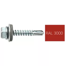   DIN7504K RAL 3000 tűzpiros hatlapfej önfúró csavar fém/EPDM alátét 4,8x19