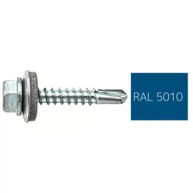   DIN7504K RAL 5010 enciánkék hatlapfej önfúró csavar fém/EPDM alátét 4,8x19