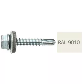   DIN7504K RAL 9010 fehér hatlapfej önfúró csavar fém/EPDM alátéttel 4,8x19