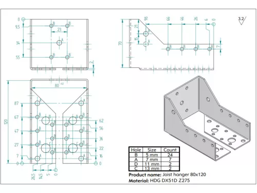 Gerendapapucs 80x120 belső (2mm)
