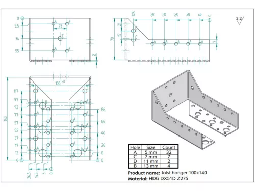 Gerendapapucs 100x140 belső (2mm)