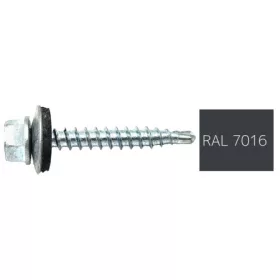   DIN7504K RAL 7016 Antracitszürke hatlapfej önfúró csavar fához fém/EPDM alátét  4,8x35