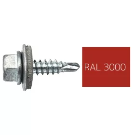   DIN7504K RAL 3000 tűzpiros hatlapfej önfúró fűzőcsavar fém/EPDM alátét 4,8x19