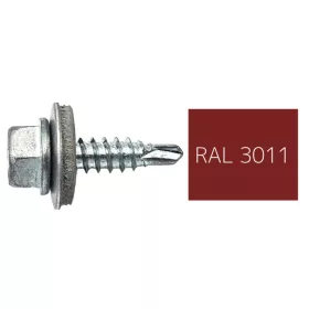   DIN7504K RAL 3011 barnásvörös hatlapfej önfúró fűzőcsavar fém/EPDM alátétel 4,8x19