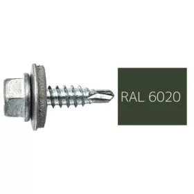   DIN7504K RAL 6020 sötétzöld hatlapfej önfúró fűzőcsavar fém/EPDM alátét 4,8x19