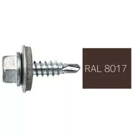   DIN7504K RAL 8017 csokoládébarna hatlapfej önfúró fűzőcsavar fém/EPDM alátét 4,8x19