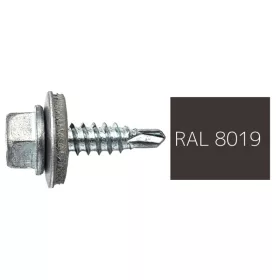   DIN7504K RAL 8019 szürkésbarna hatlapfej önfúró fűzőcsavar fém/EPDM alátét 4,8x19