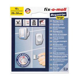   Fix-o-moll Megastrips ragasztócsíkok, fehér, 50*20mm, 10 db