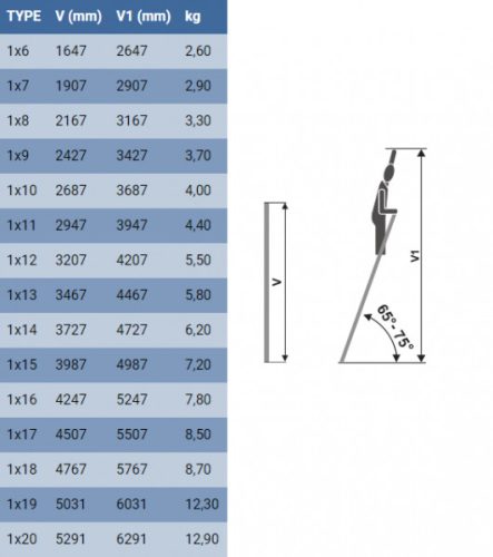 Elkop Támasztó alu létra 1x14 fokos