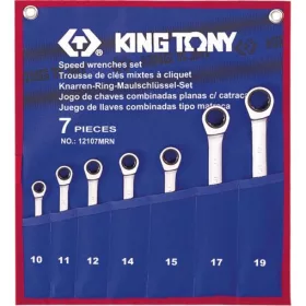   KingTony 7 részes racsnis csillag-villás kulcs készlet (10 / 11 / 12 / 14 / 15 / 17 / 19 mm) 12107MRN