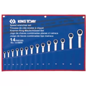   KingTony 14 részes racsnis csillag-villáskulcs készlet (8 / 9 / 10 / 11 / 12 / 13 / 14 / 15 / 16 / 17 / 18 / 19 / 22 / 24 mm) 12114MRN