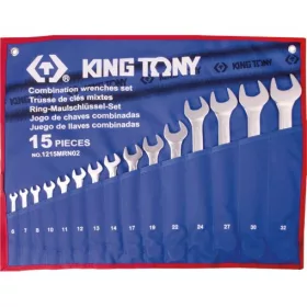   KingTony 15 részes csillag-villáskulcs készlet 6-32mm (6 / 7 / 8 / 10 / 11 / 12 / 13 / 14 / 17 / 19 / 22 / 24 / 27 / 30 / 32 mm) 1215MRN02