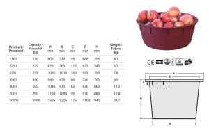 Szüretelőkád 500 L