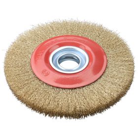   EXTOL CRAFT drótcsiszoló körkefe kettős köszörűre, 150mm, 32mm átm, műa. adapterek, hullámos szálú, rezezett acél