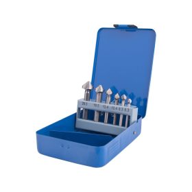   Extol Craft kúpos süllyesztő klt. 6db, 90 fokos, 3 élű; 6,3-8,3-10,4-12,4-16,5-20,5mm, 1/4" háromszög befogás, HSS acél, fém doboz