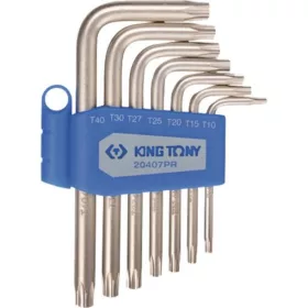   KingTony 7 részes torxvégű furatos imbuszkulcs készlet (furatos, TX 10 / TX 15 / TX 20 / TX 25 / TX 27 / TX 30 / TX 40) 20407PR
