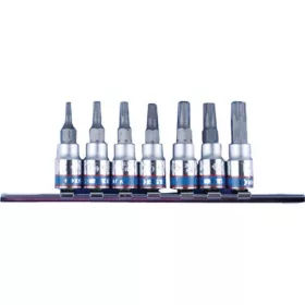   KingTony 7 részes 1/4"-os furatos torx bitfejkészlet/rátűzőkulcs készlet  sínen hossz 37 mm, TX10–40 2107PR