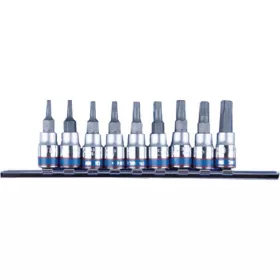   KingTony 9 részes 1/4"-os torx bitfej/rátűzőkulcs készlet sínen hossz 37 mm, TX8–40 2109PR