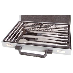   EXTOL PREMIUM betonfúró és véső klt. SDS PLUS; 17db, 5, 6, 8,10/110mm, 6,8,10,12/160mm, 8,10/210mm, 12,14/260mm, vésők lapos, hegyes