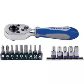   KingTony 15 részes 1/4"-os dugókulcs és bitkészlet 5–8 mm 2515MR