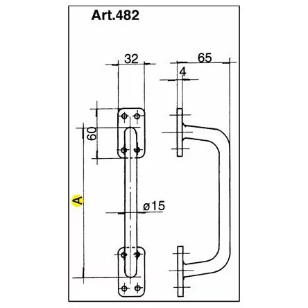 Merevfogantyú épülethez 180mm egyenes festett fekete