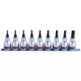   KingTony 9 részes 3/8"-os furatos torx bitfej/rátűzőkulcs készlet hossz 50 mm, TX10–50 3119PR8