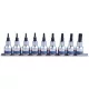 KingTony 9 részes 3/8"-os furatos torx bitfej/rátűzőkulcs készlet hossz 50 mm, TX10–50 3119PR8