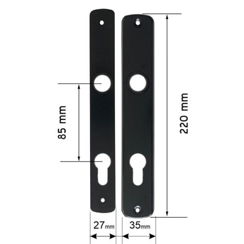 Kilincs festett fekete portálzárhoz 85mm cilinderes