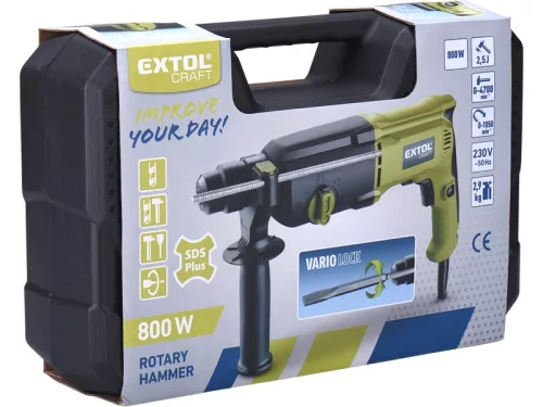 EXTOL CRAFT ütvefúró- és vésőkalapács elektropneumatikus, 800W, 3 funkció, SDS plus; 2,5J