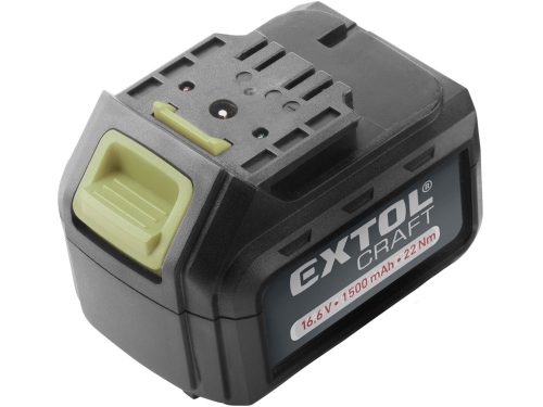 EXTOL CRAFT tartalék akku RÉGEBBI TÍPUSÚ 402420 Li-ion töltőhöz, 2 SARU+1 TÜSKE; 16V, 1500mAh, töltési idő: 5,5 óra