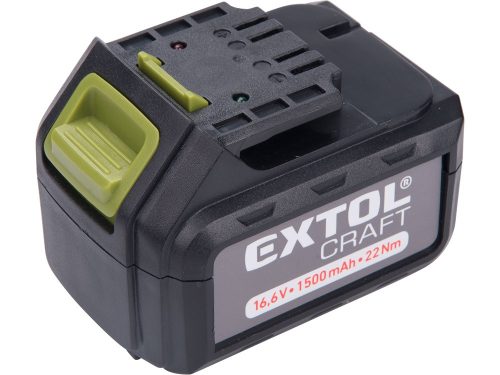 EXTOL CRAFT tartalék akku ÚJABB TÍPUSÚ 402420 Li-ion töltőhöz, 3 SARU; 16V, 1500mAh, töltési idő: 5,5 óra