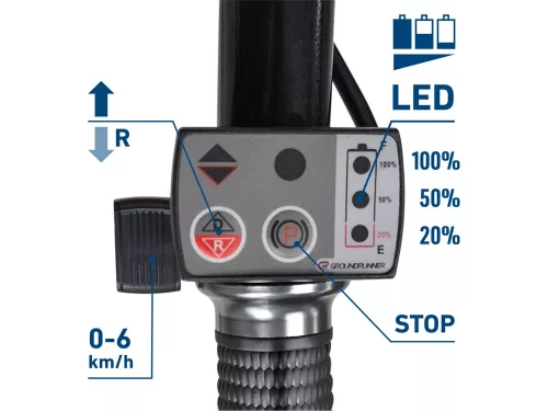 EXTOL CRAFT akkus talicska, 24V, szénkefementes, ólom akku 12 Ah, töltő, 150 kg, direktmeghajtású