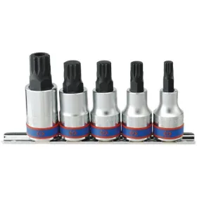   KingTony 5 részes 1/2"-os spline/XZN bitfejkészlet/rátűzőkulcs készlet, hossz 60 mm, M8-M16, 4105PR