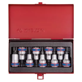   KingTony 9 részes 1/2"-os torx bitfej/rátűzőkulcs készlet fém kazetta, hossz 60 mm, TX20–TX60 4109PR