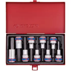   KingTony 9 részes 1/2"-os hatszög bitfej/rátűzőkulcs készlet hosszú, fém kazetta, hossz 80 mm, 4–17 mm 4120PR
