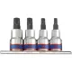KingTony 4 részes 1/2"-os spline/XZN bitfejkészlet/rátűzőkulcs készlet sínen, hossz 60 mm, M6-M12, 4126PR