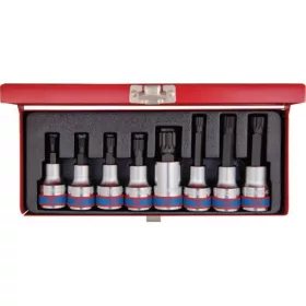   KingTony 8 részes 1/2"-os spline/XZN bitfejkészlet/rátűzőkulcs készlet fém kazetta, hossz 60/80 mm, M5–M16  4128PR