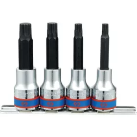   KingTony 4 részes 1/2"-os spline/XZN bitfejkészlet/rátűzőkulcs készlet, M6-M12, L=80mm 4136PR