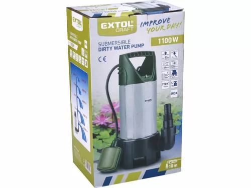 EXTOL CRAFT    szennyvíz búvárszivattyú, 1100W, rozsdamentes ház, Extol Craft, szállító teljesítmény: 15m3/h, max. száll. 9,5 m