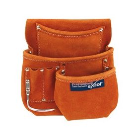   EXTOL CRAFT szerszámtáska ácsoknak, bőr, övre fűzhető; 6 zsebbel