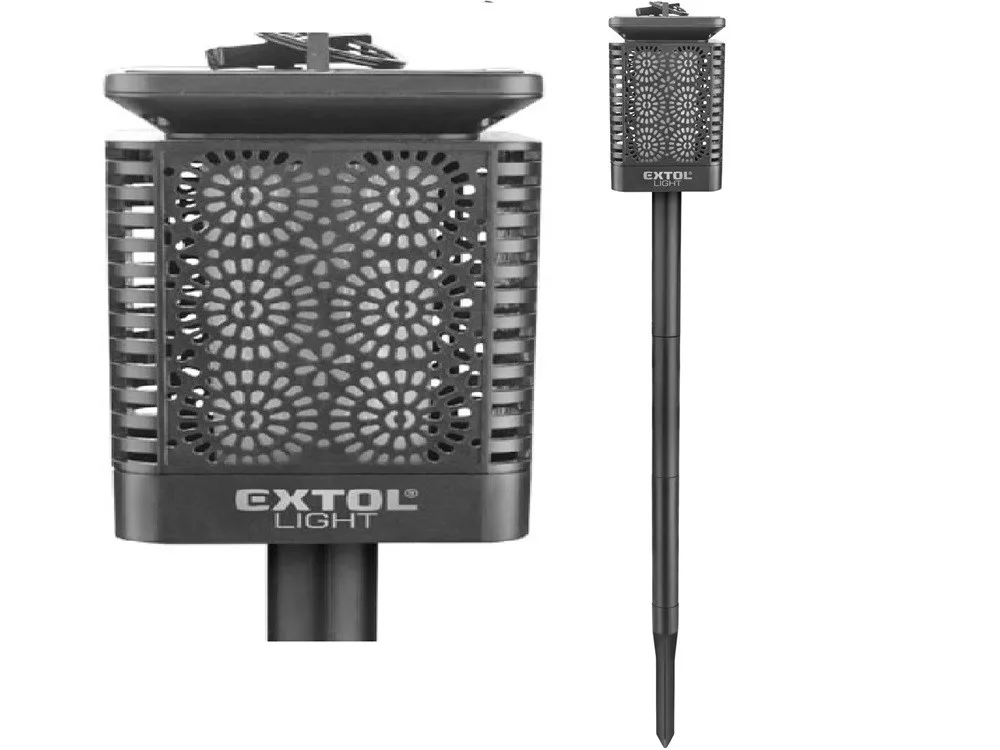 EXTOL LIGHT éjszakai, kerti LED lámpa, láng hatású, napelem+