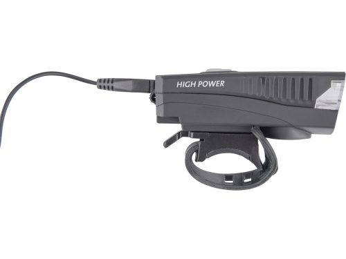 EXTOL LIGHT LED lámpa, kerékpár, első, fehér 5 W LED; 350 Lm, ABS ház, USB újratölthető beépített Li-ion akku, 1,2 Ah, duda