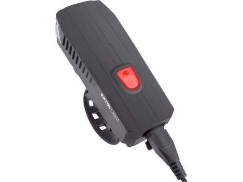 EXTOL LIGHT LED lámpa, kerékpár, első, fehér 5 W LED; 350 Lm, ABS ház, USB újratölthető beépített Li-ion akku, 1,2 Ah, duda