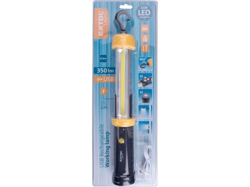 EXTOL LIGHT LED munkalámpa, COB LED; 350 Lm, újratölthető Li-ion akkus, 2000 mAh