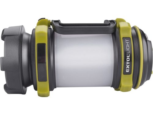 EXTOL LIGHT  LED lámpa, tölthető; 350 Lm, cserélhető Li-ion akku, 2600 mAh, powerbank funkció, cseppálló