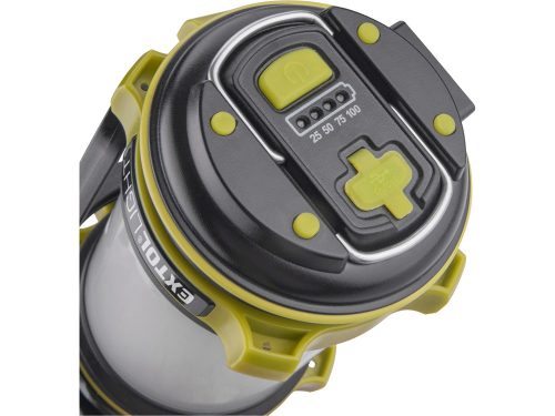 EXTOL LIGHT  LED lámpa, tölthető; 350 Lm, cserélhető Li-ion akku, 2600 mAh, powerbank funkció, cseppálló