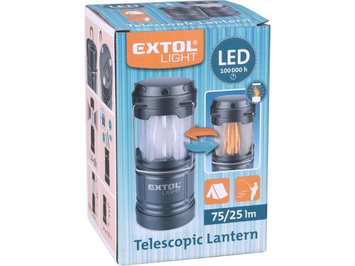 EXTOL LIGHT LED teleszkópos lámpa,  75 Lumen, láng hatású fény, elem nélkül
