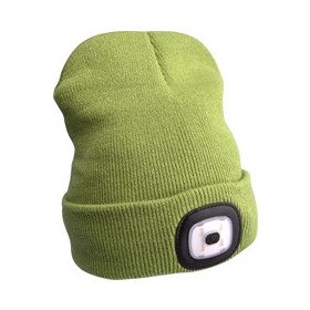   EXTOL LIGHT sapka, zöld, kötött, kivehető LED homloklámpával, 4×45 Lumen; USB tölthető Li-ion akku, 3 funkció (100%-75%-50% fényerő)