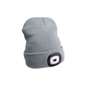   EXTOL LIGHT sapka, szürke, kötött, kivehető LED homloklámpával, 4×45 Lumen; USB tölthető Li-ion akku, 3funkció (100%-75%-50% fénye.)